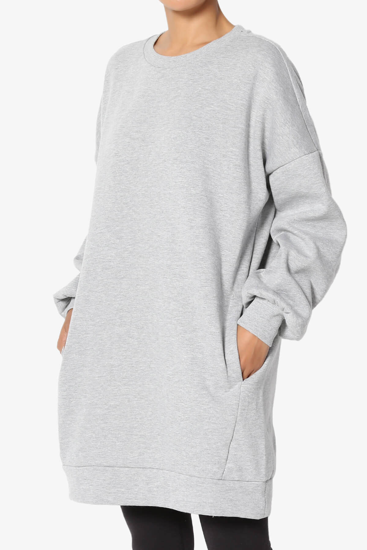 Accie Crew Neck Tunic Sweatshirt HEATHER GREY_3