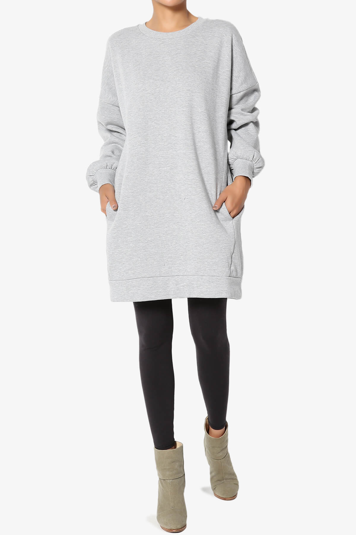 Accie Crew Neck Tunic Sweatshirt HEATHER GREY_6