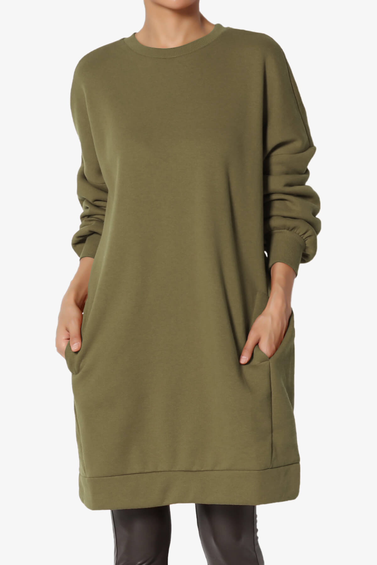 Accie Crew Neck Tunic Sweatshirt OLIVE KHAKI_3