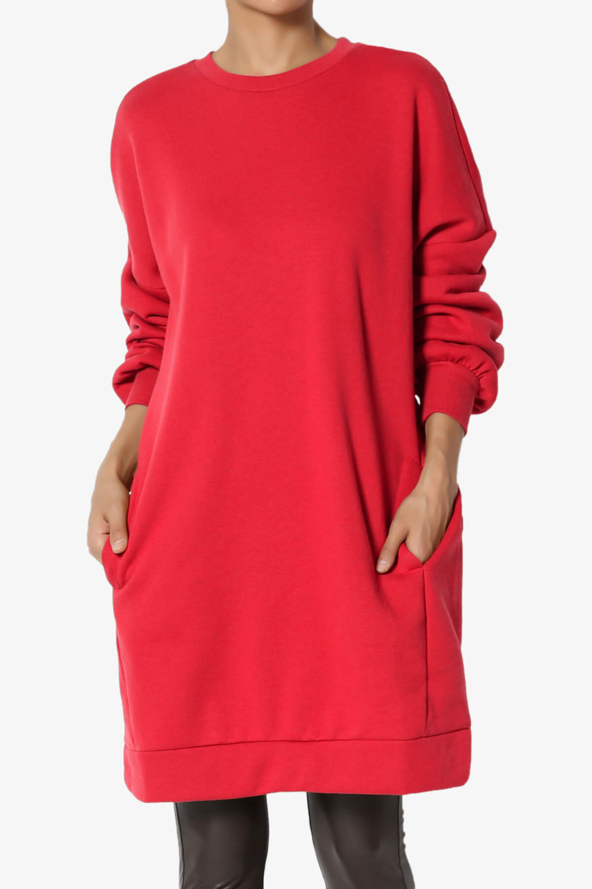 Accie Crew Neck Tunic Sweatshirt RED_3