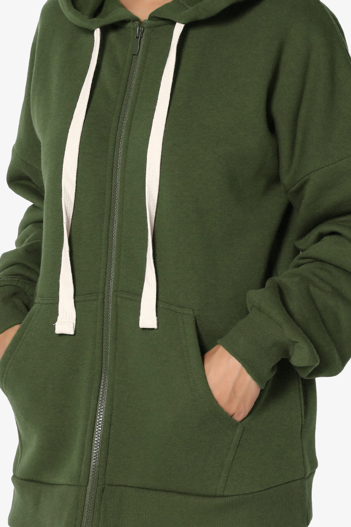Accie Fleece Zip Hooded Jacket ARMY GREEN_5
