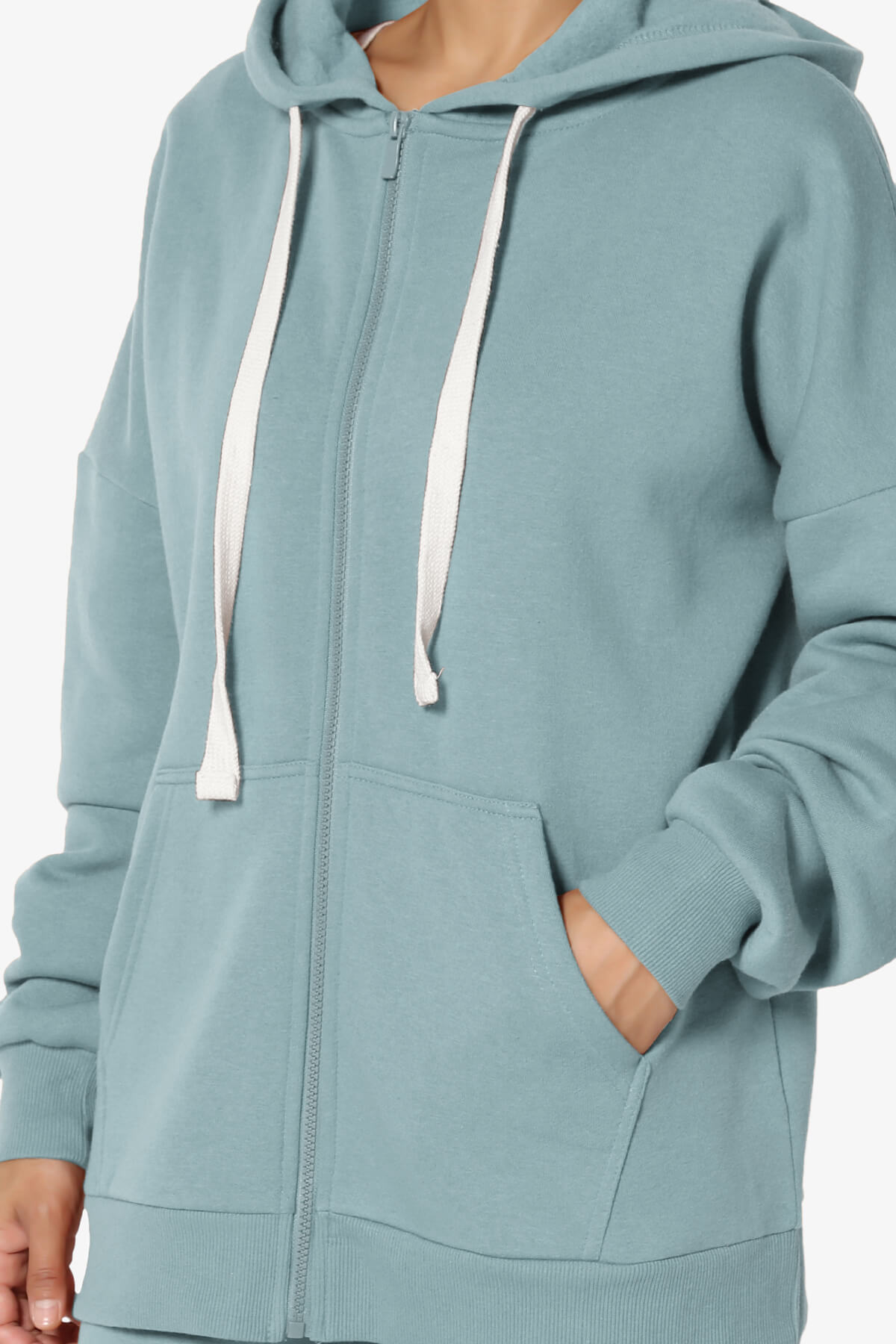 Accie Fleece Zip Hooded Jacket DUSTY BLUE_5