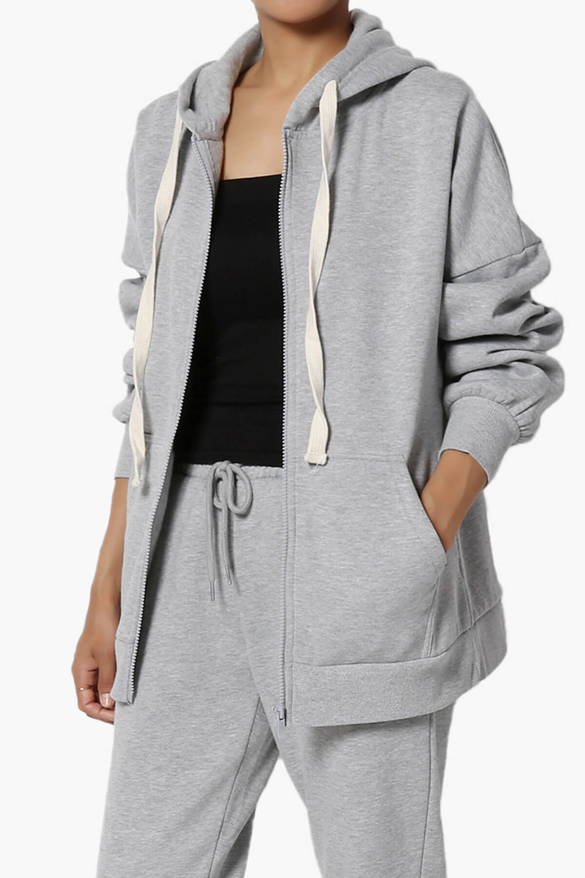 Accie Fleece Zip Hooded Jacket HEATHER GREY_3
