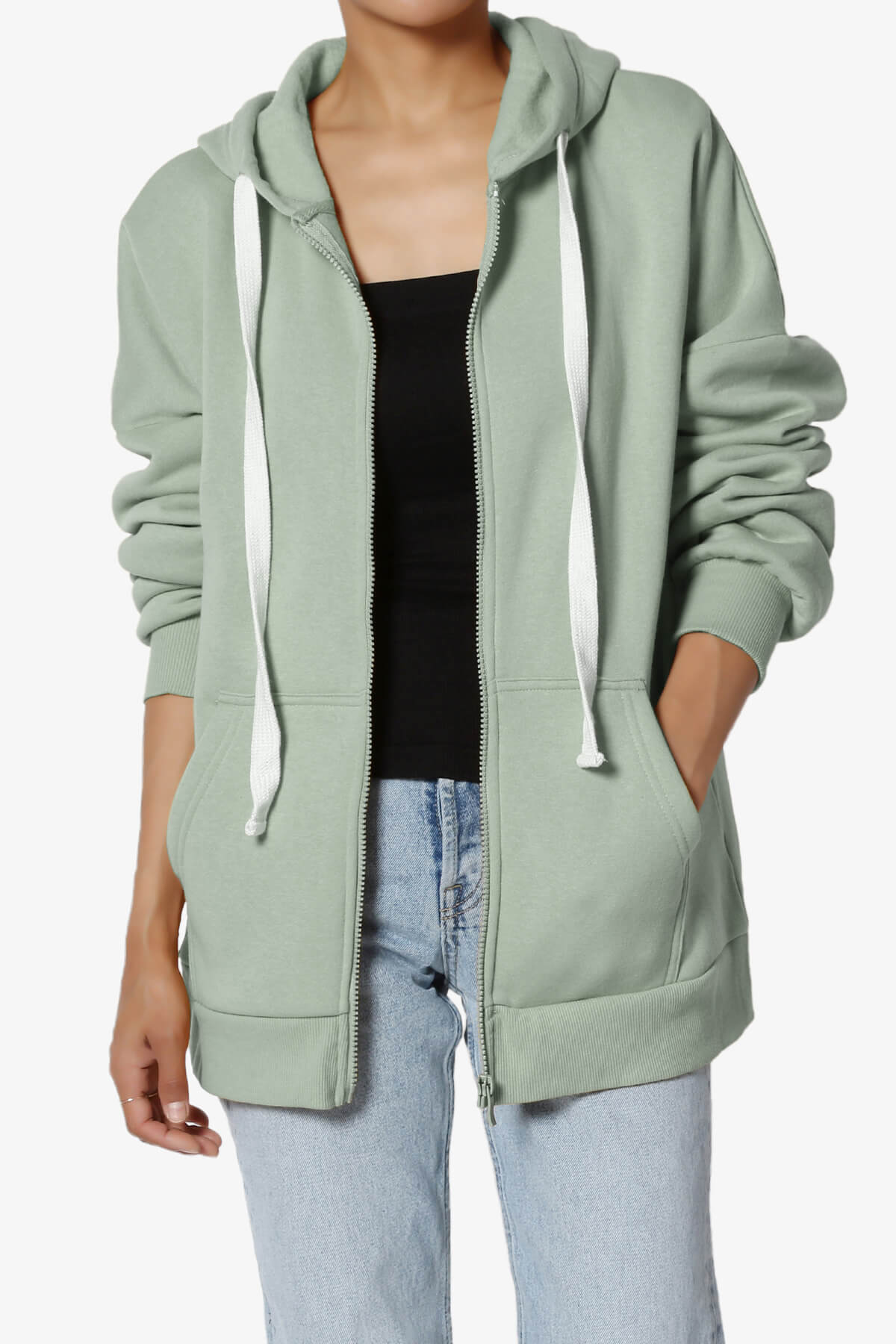 Accie Fleece Zip Hooded Jacket LIGHT GREEN_1