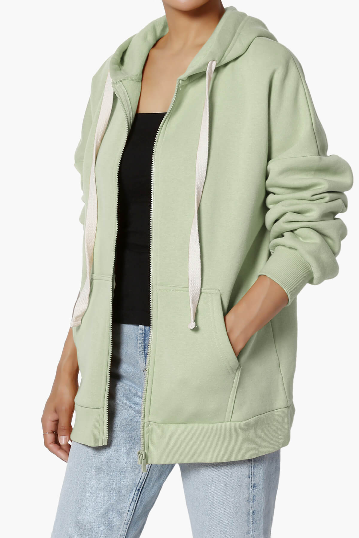 Accie Fleece Zip Hooded Jacket LIGHT SAGE_3