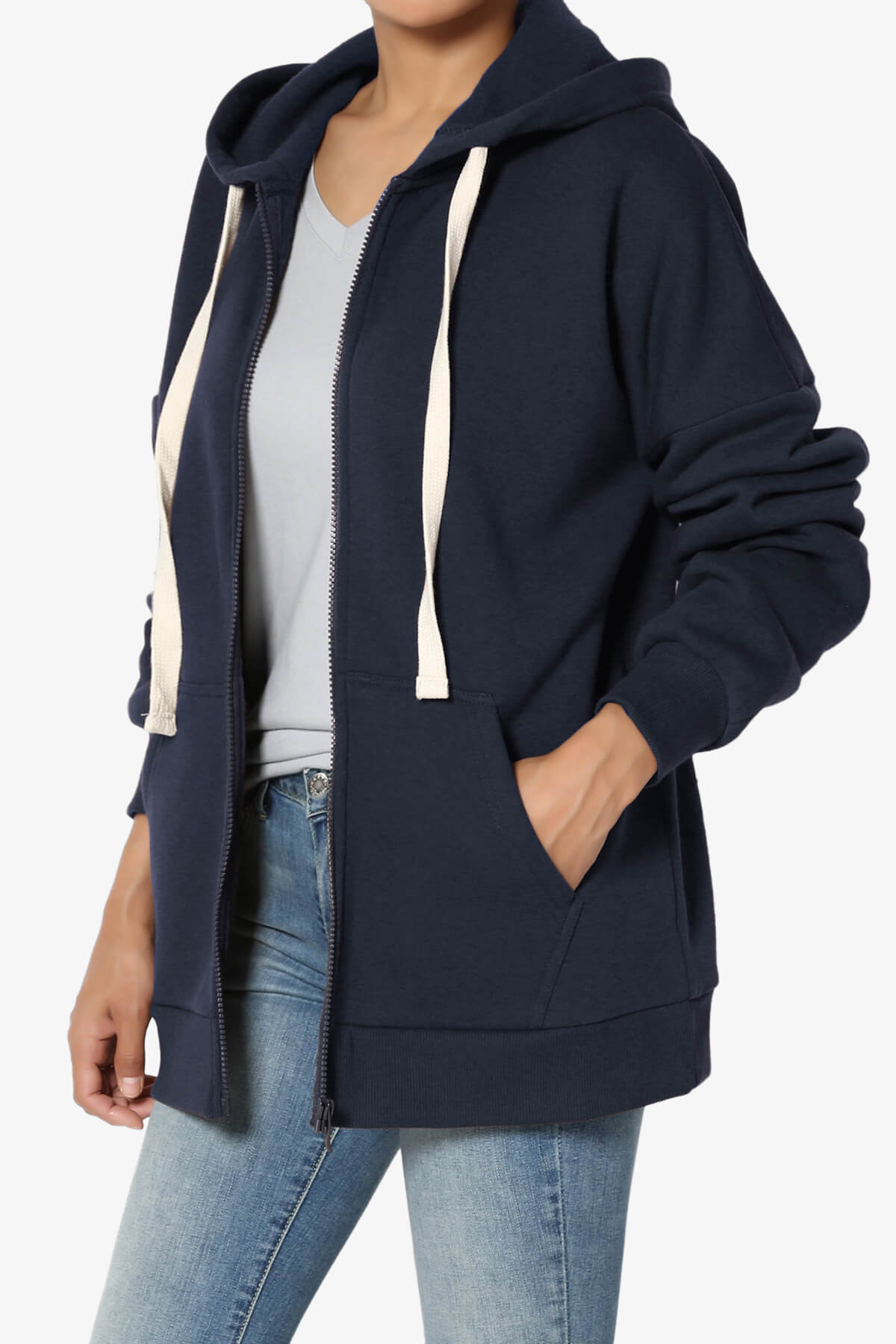 Accie Fleece Zip Hooded Jacket NAVY_3