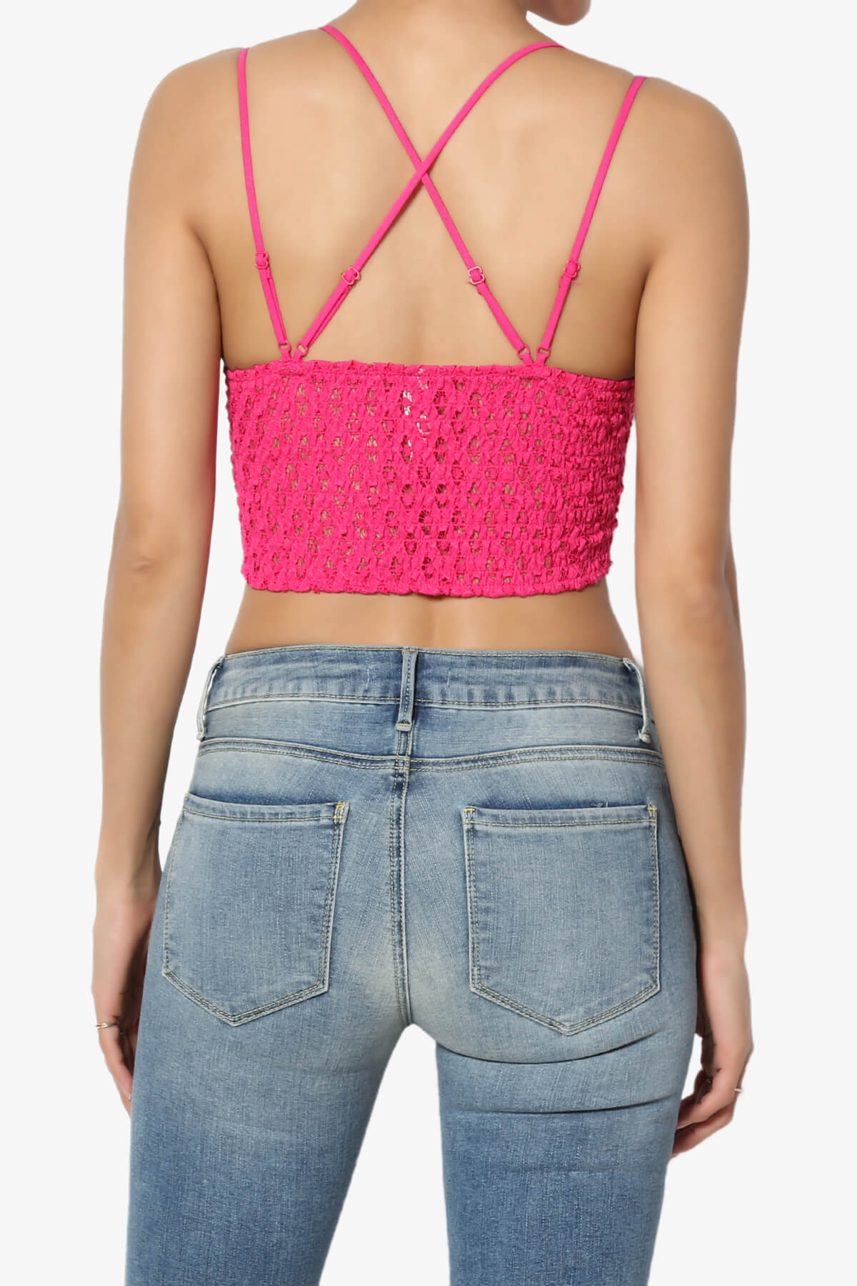 Adella Crochet Lace Bralette HOT PINK_2