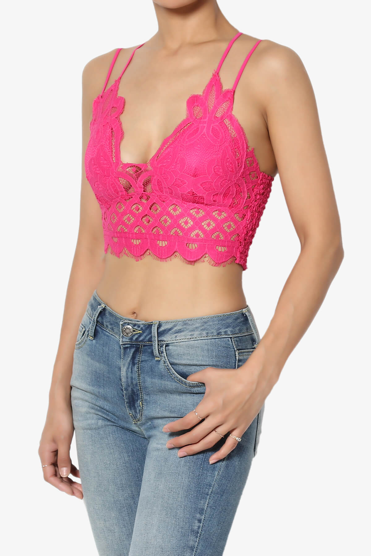 Adella Crochet Lace Bralette HOT PINK_3