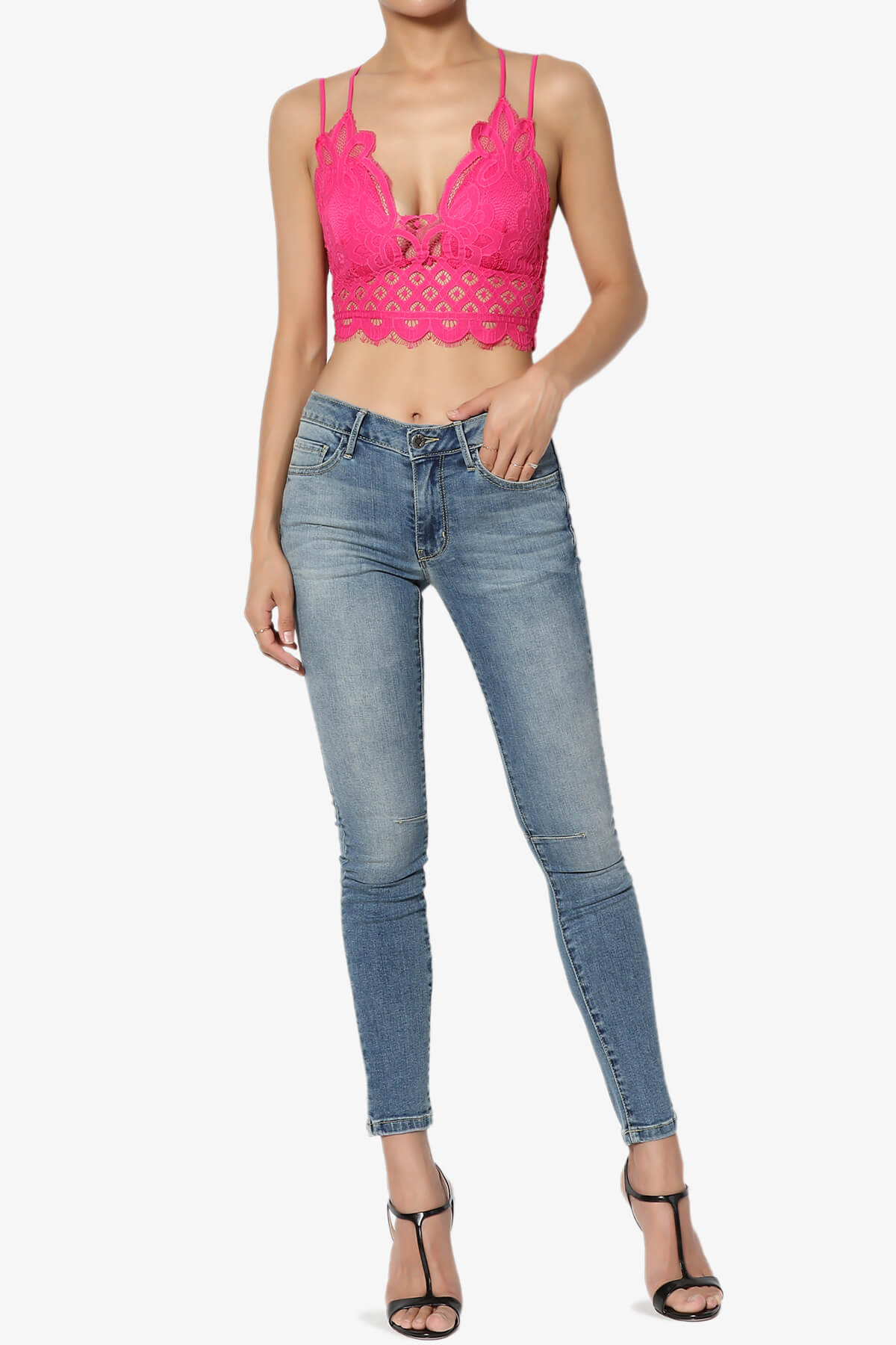 Adella Crochet Lace Bralette HOT PINK_6