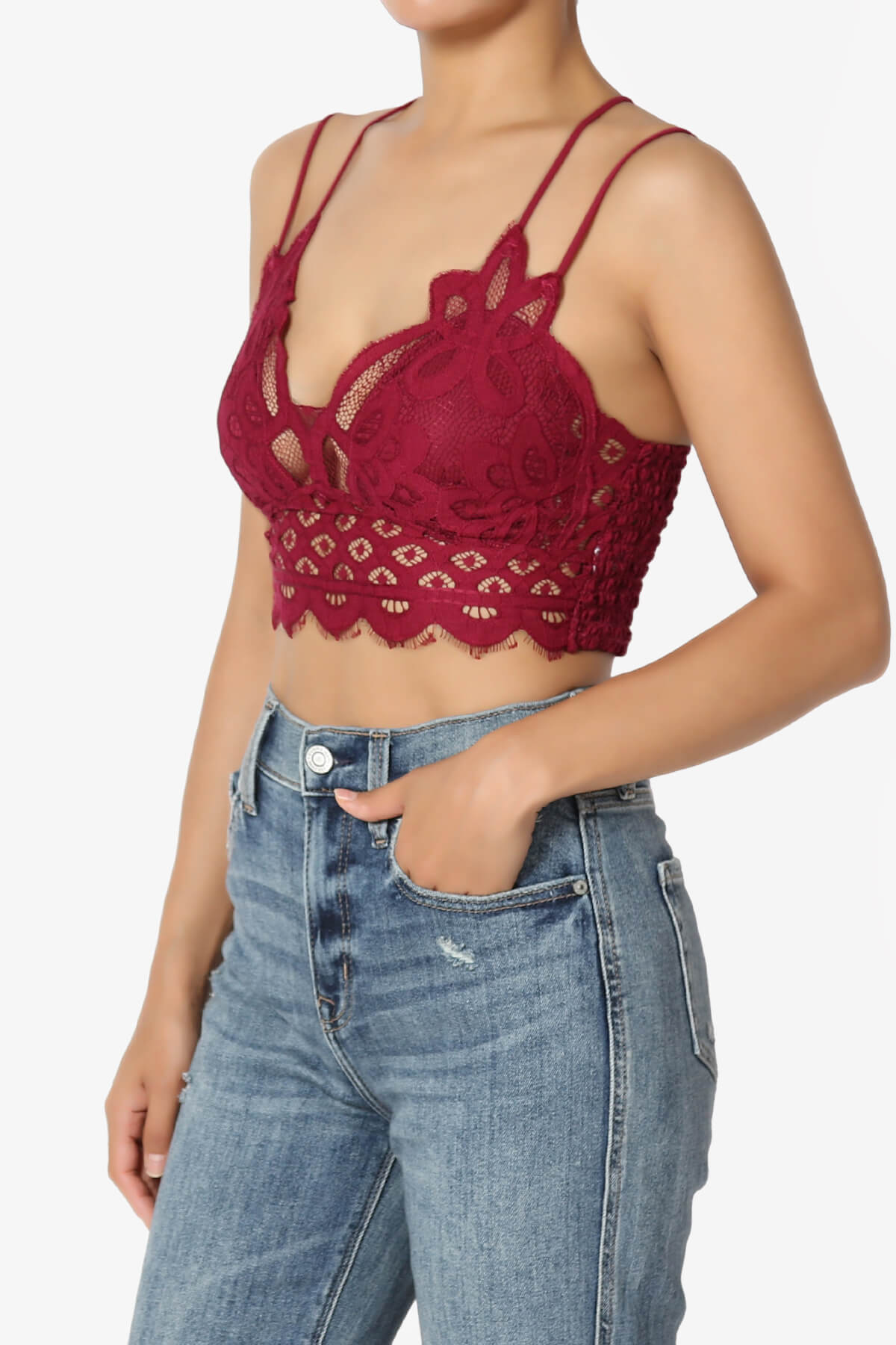 Adella Crochet Lace Bralette WINE_3