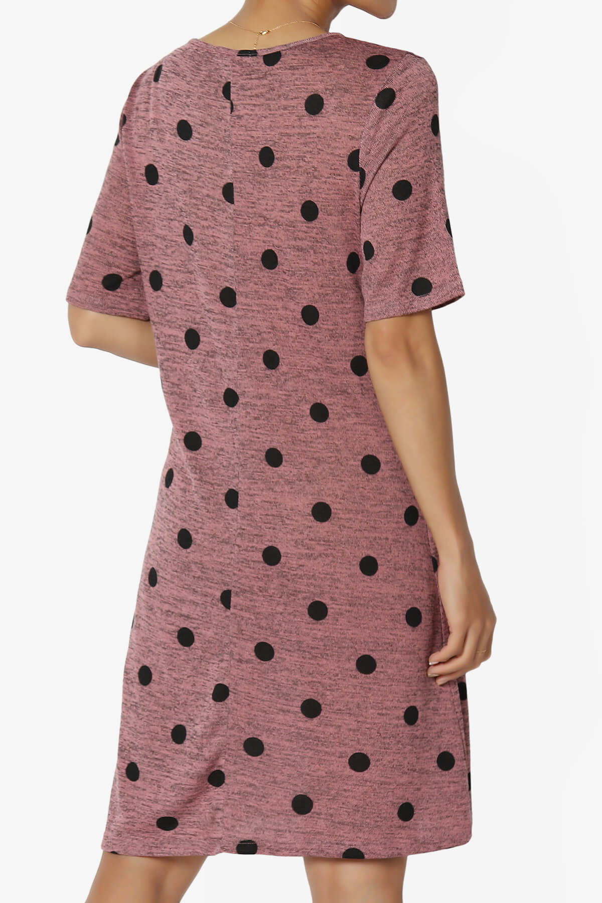Aidan Polka Dot Slub Knit Shift T-Shirt Dress MAUVE_2
