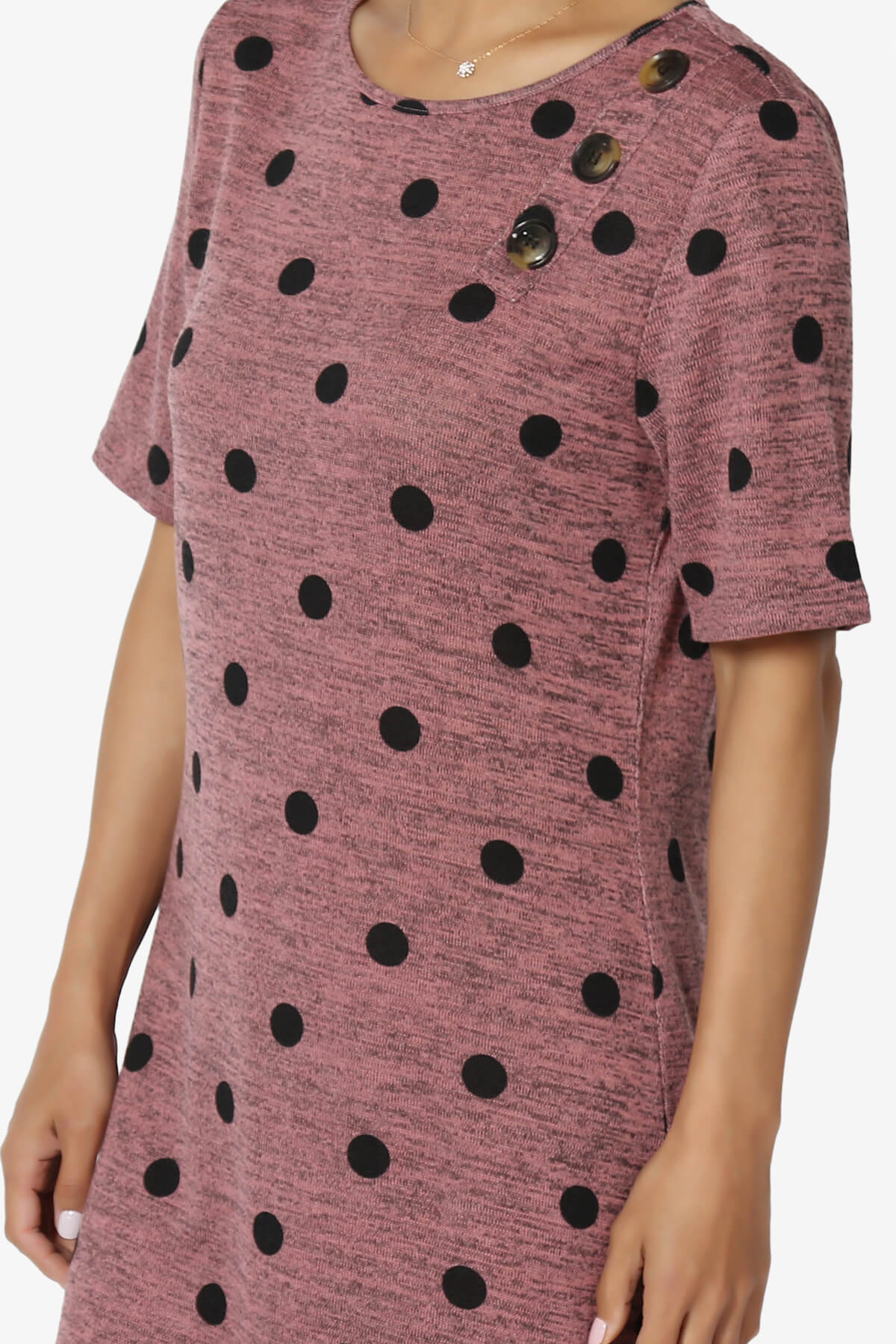 Aidan Polka Dot Slub Knit Shift T-Shirt Dress MAUVE_5