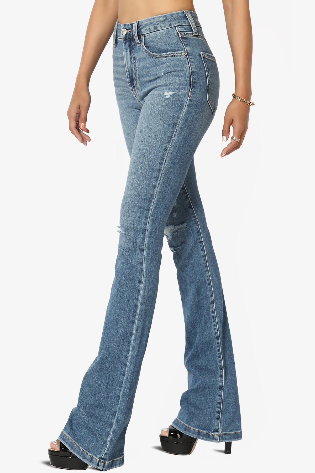 Aliyah Super High Rise Flare Jeans in LIVLY MEDIUM_1