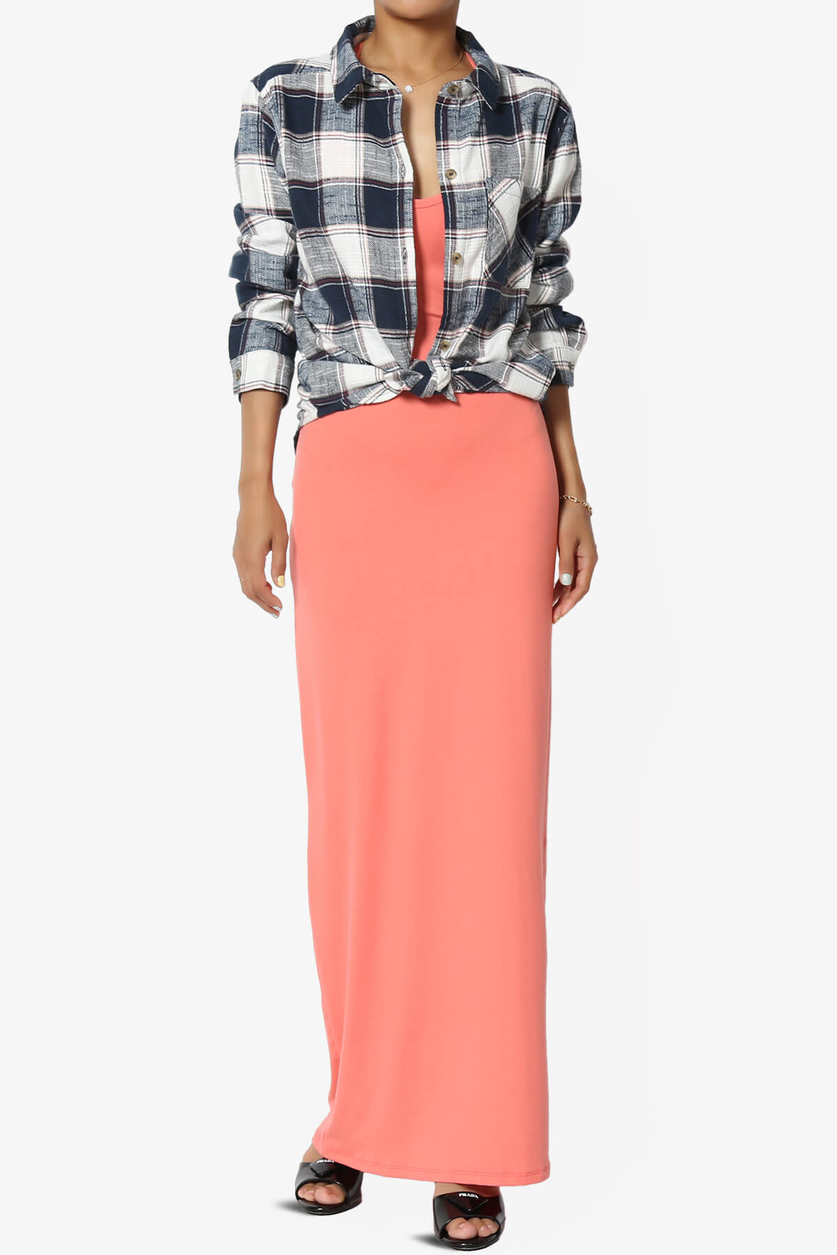 Allegra Plaid Flannel Button Down Shirt NAVY_6