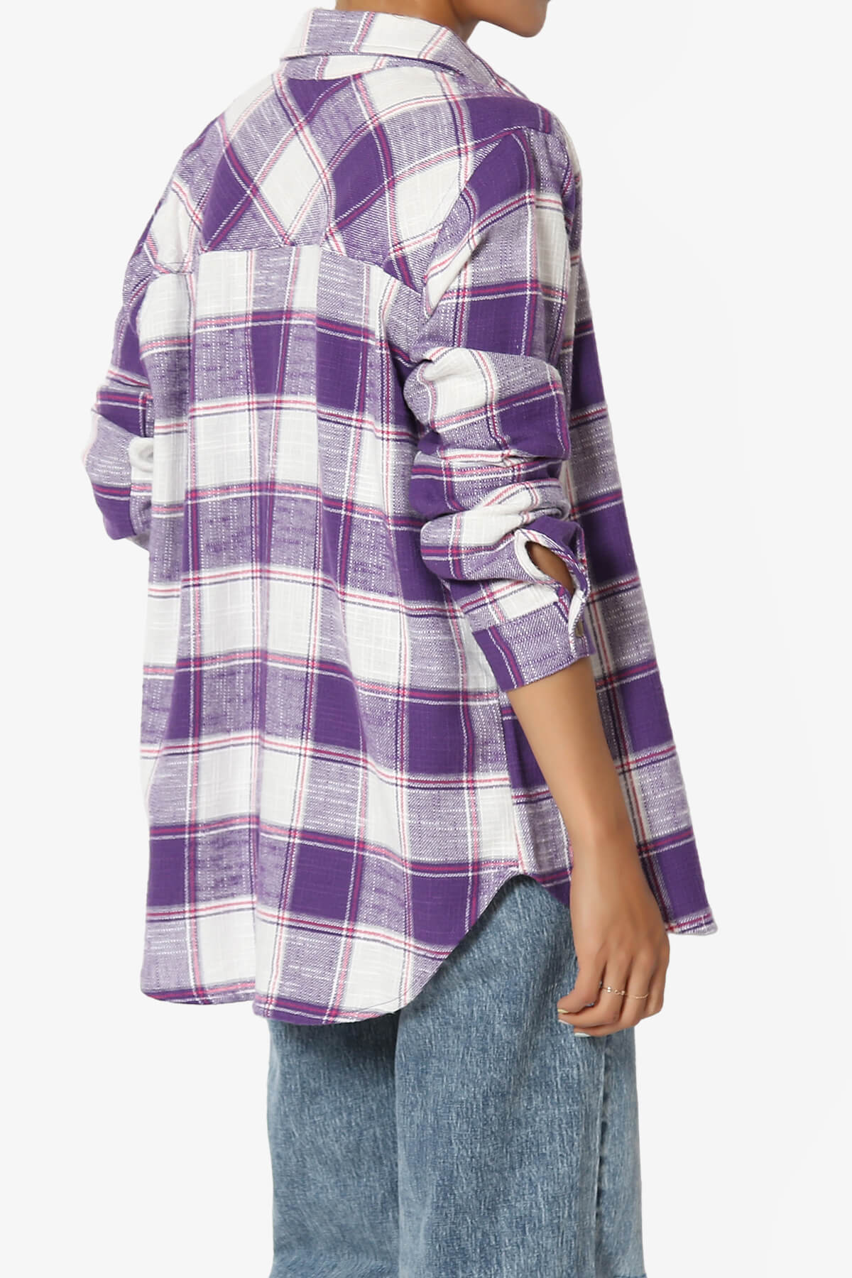Allegra Plaid Flannel Button Down Shirt VIOLET_4