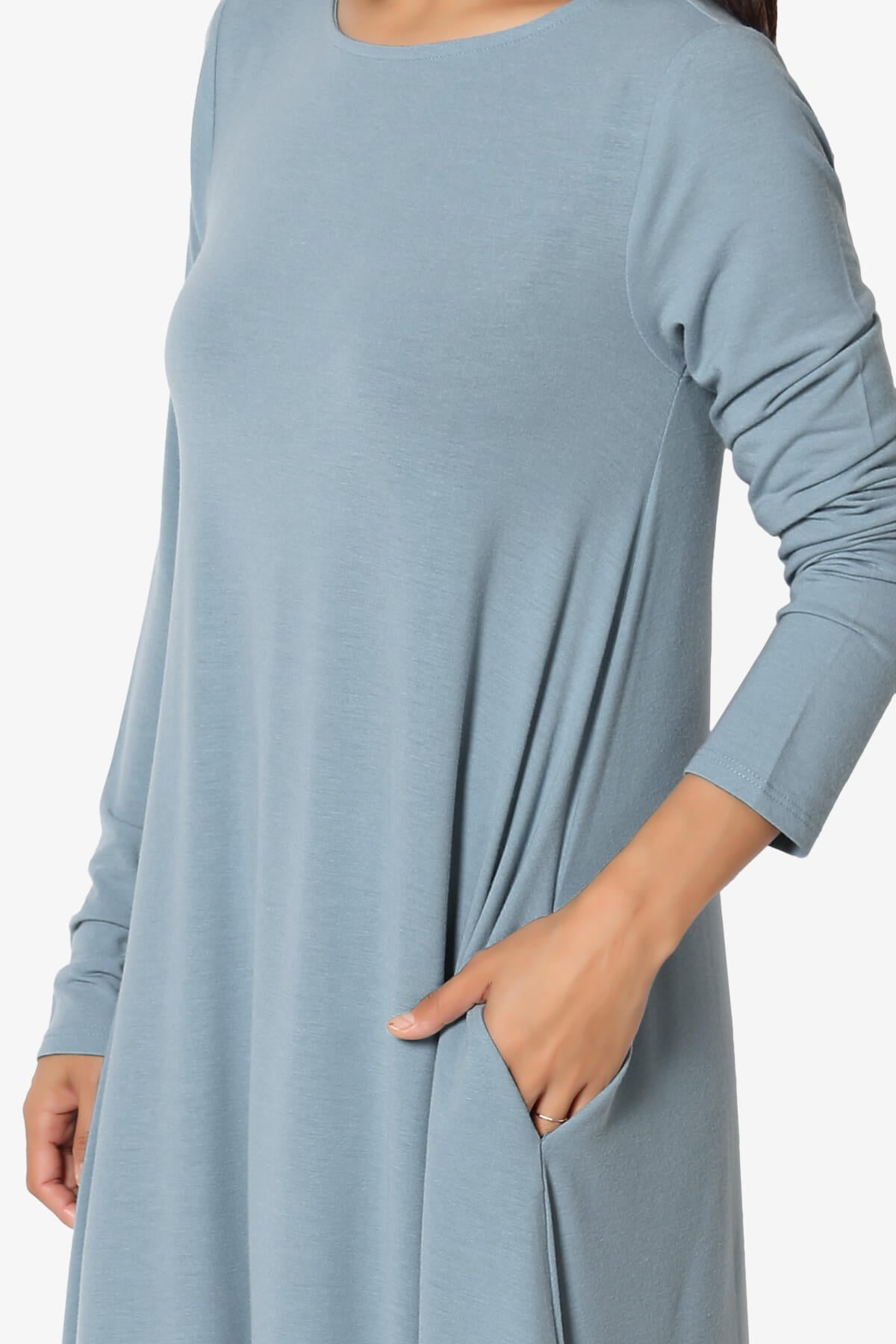 Allie Long Sleeve Jersey A-Line Dress CEMENT_5