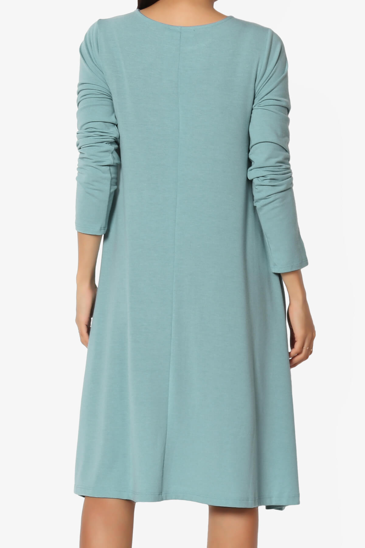 Allie Long Sleeve Jersey A-Line Dress DUSTY BLUE_2