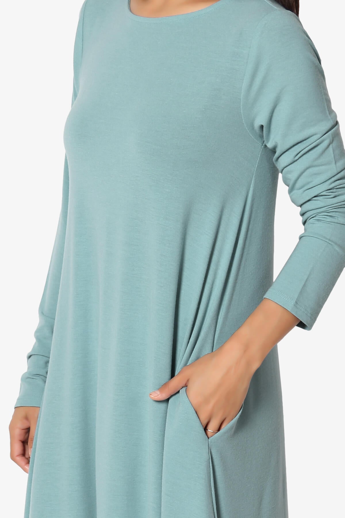 Allie Long Sleeve Jersey A-Line Dress DUSTY BLUE_5