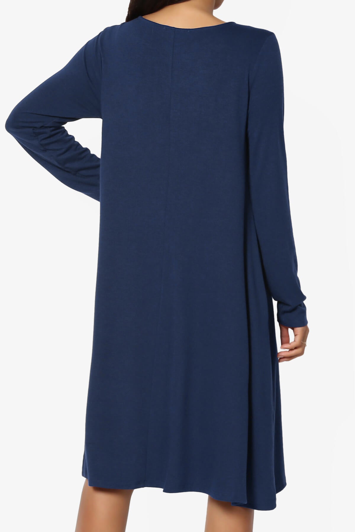 Allie Long Sleeve Jersey A-Line Dress LIGHT NAVY_2