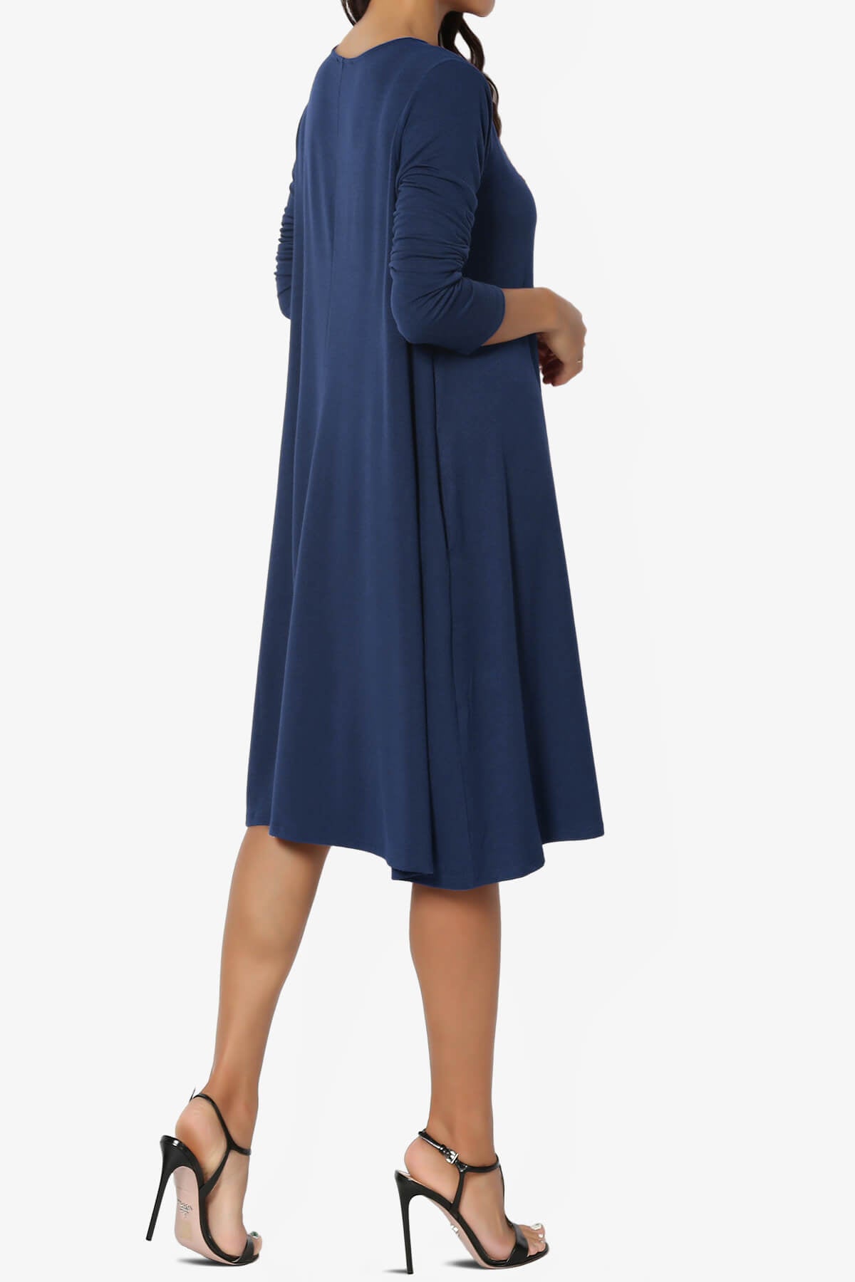 Allie Long Sleeve Jersey A-Line Dress LIGHT NAVY_4