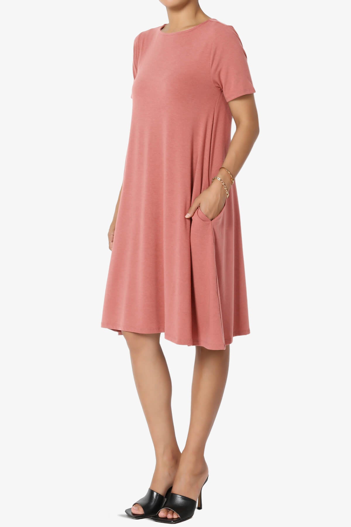 Allie Short Sleeve Jersey A-Line Dress ASH ROSE_3