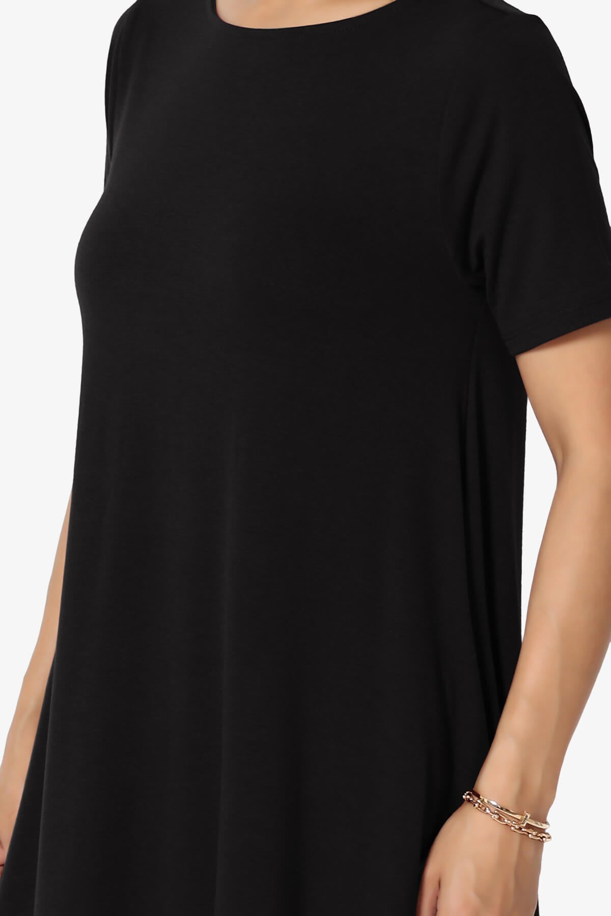 Allie Short Sleeve Jersey A-Line Dress BLACK_5
