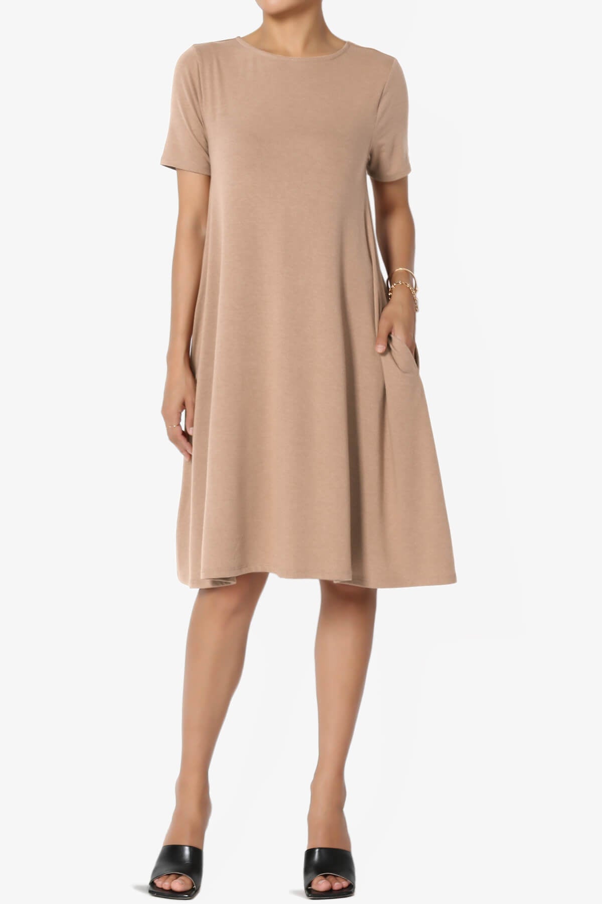 Allie Short Sleeve Jersey A-Line Dress BRUSH_1