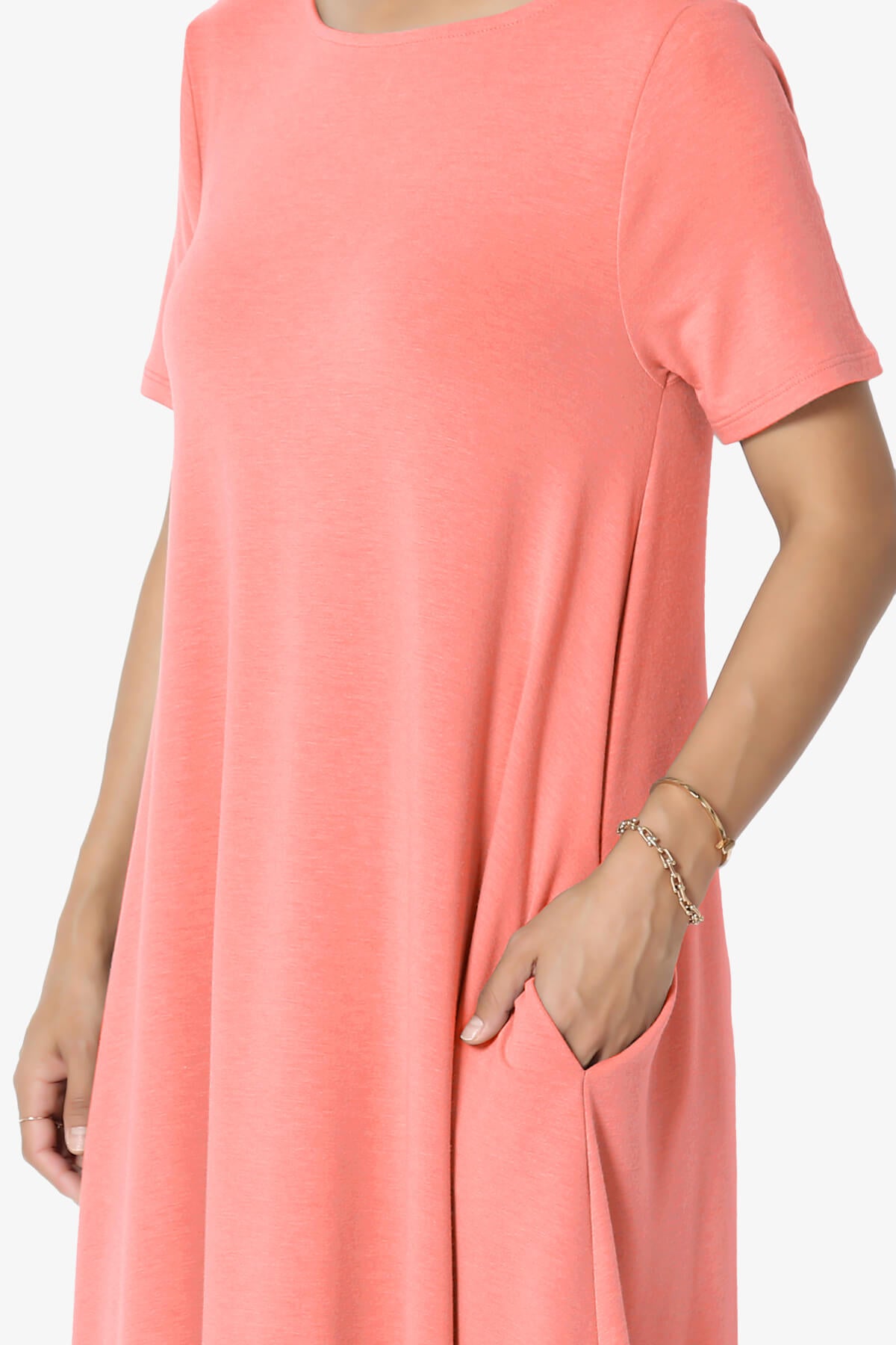 Allie Short Sleeve Jersey A-Line Dress CORAL_5