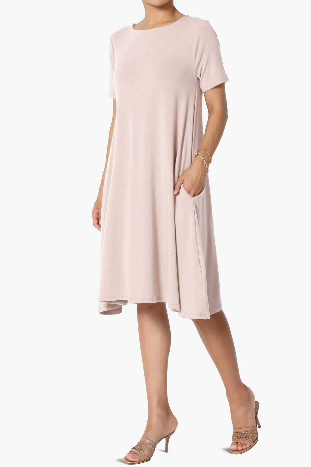 Allie Short Sleeve Jersey A-Line Dress DUSTY BLUSH_3