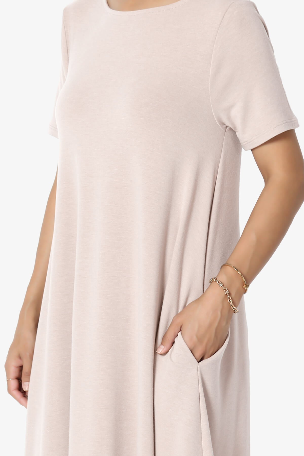 Allie Short Sleeve Jersey A-Line Dress DUSTY BLUSH_5