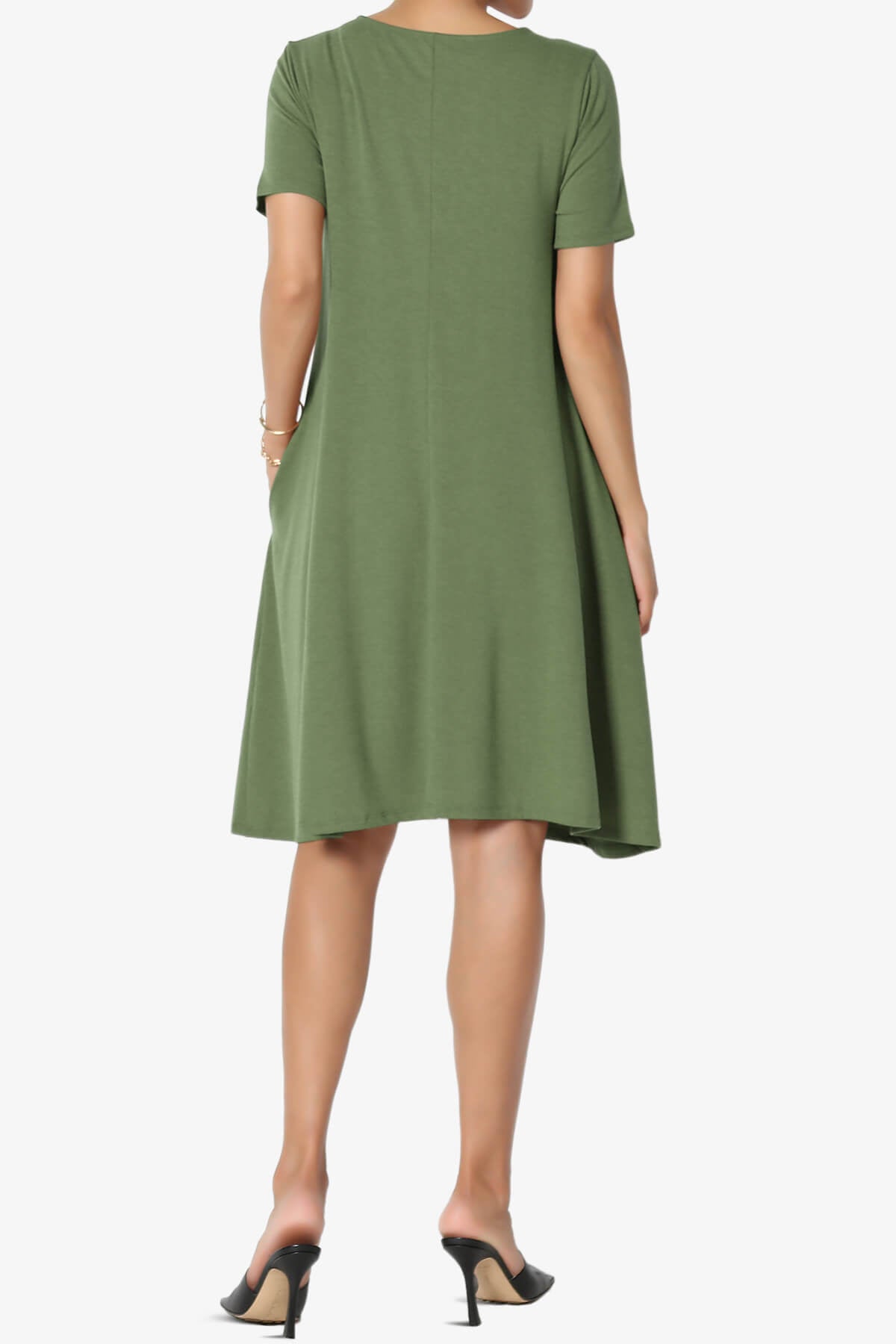 Allie Short Sleeve Jersey A-Line Dress DUSTY OLIVE_2