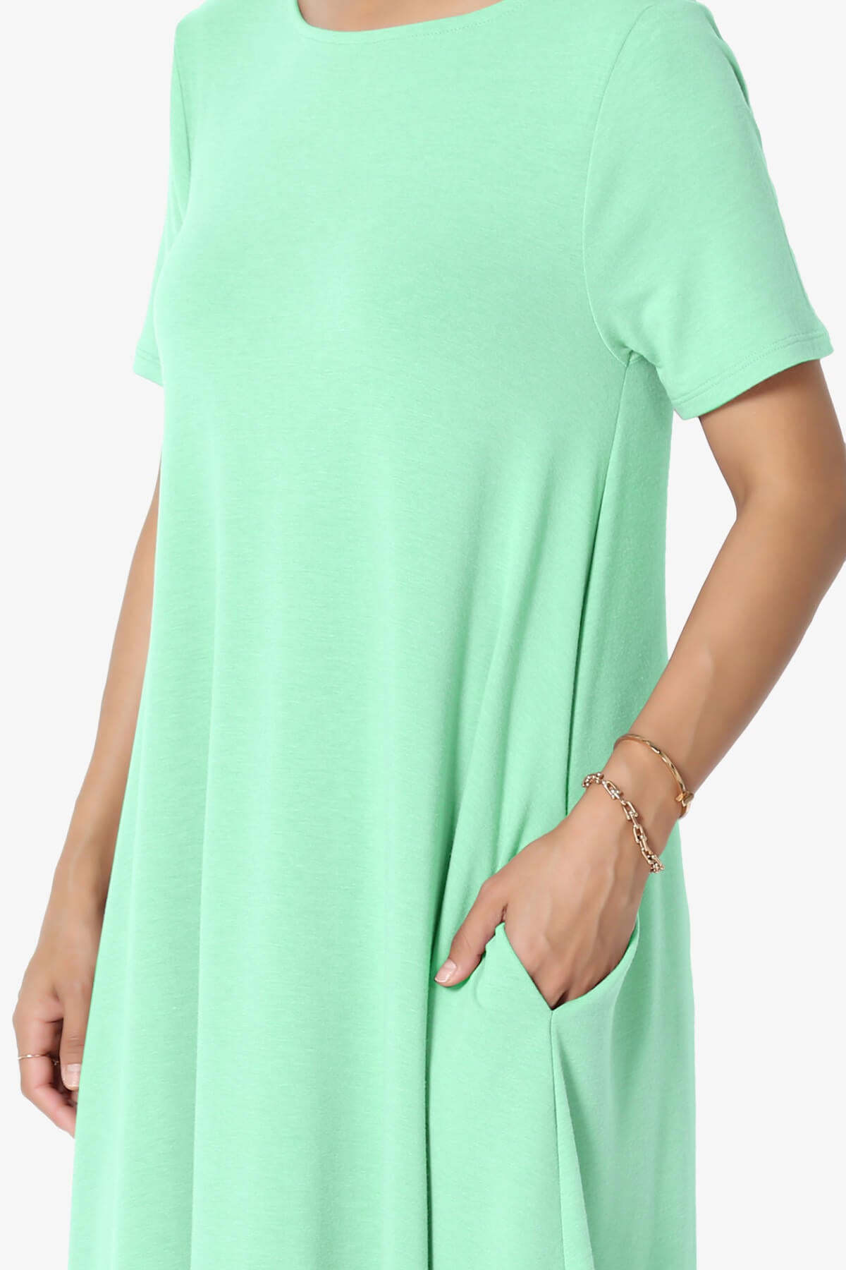 Allie Short Sleeve Jersey A-Line Dress GREEN MINT_5