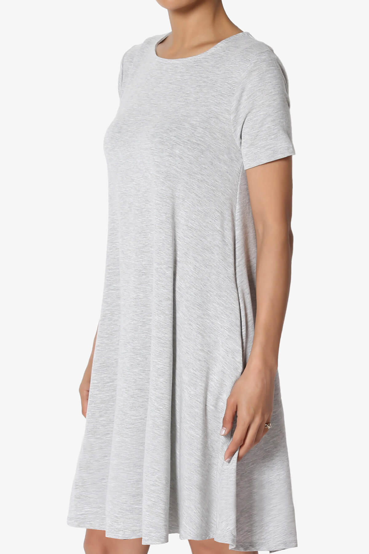 Allie Short Sleeve Jersey A-Line Dress HEATHER GREY_3