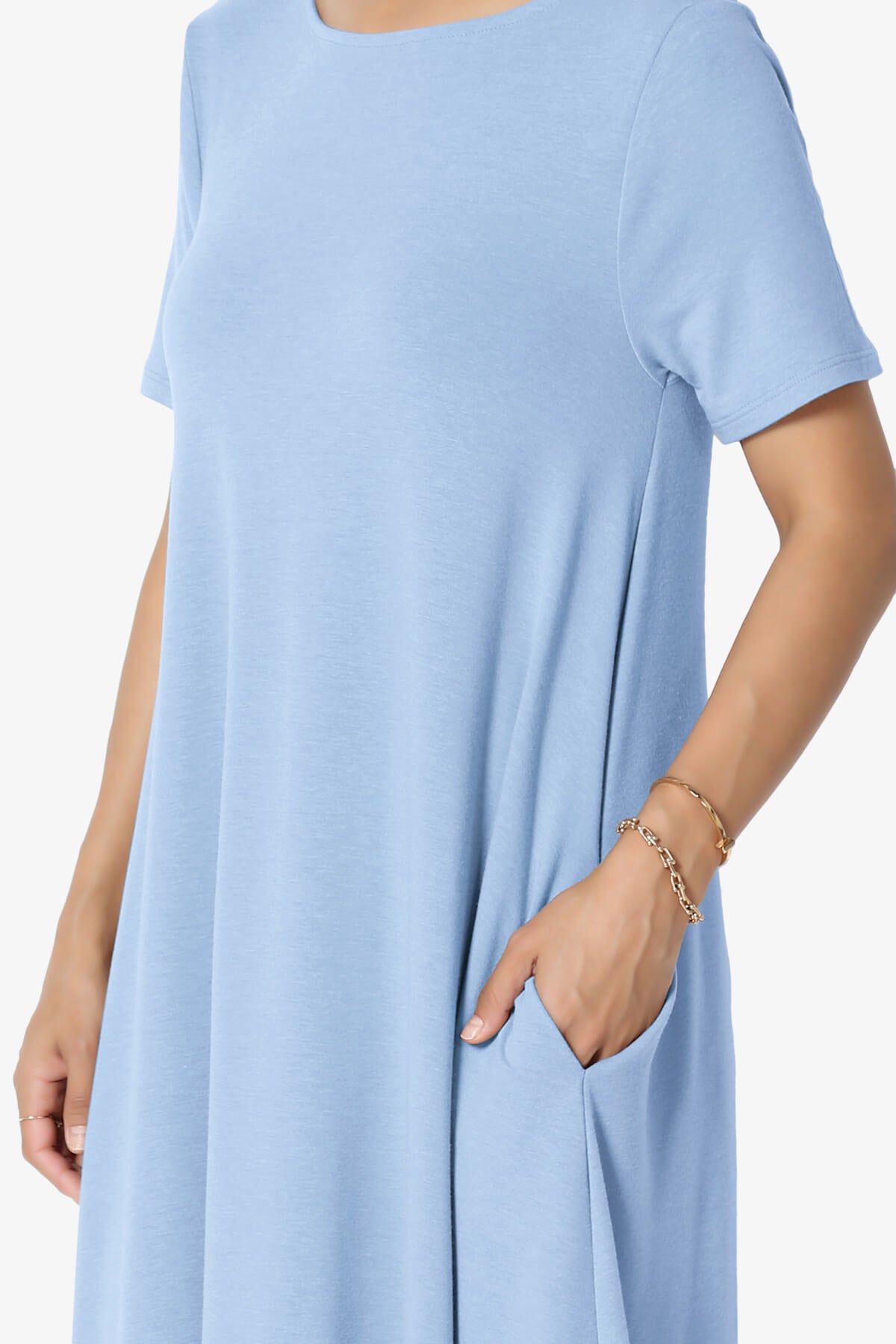 Allie Short Sleeve Jersey A-Line Dress LIGHT BLUE_5