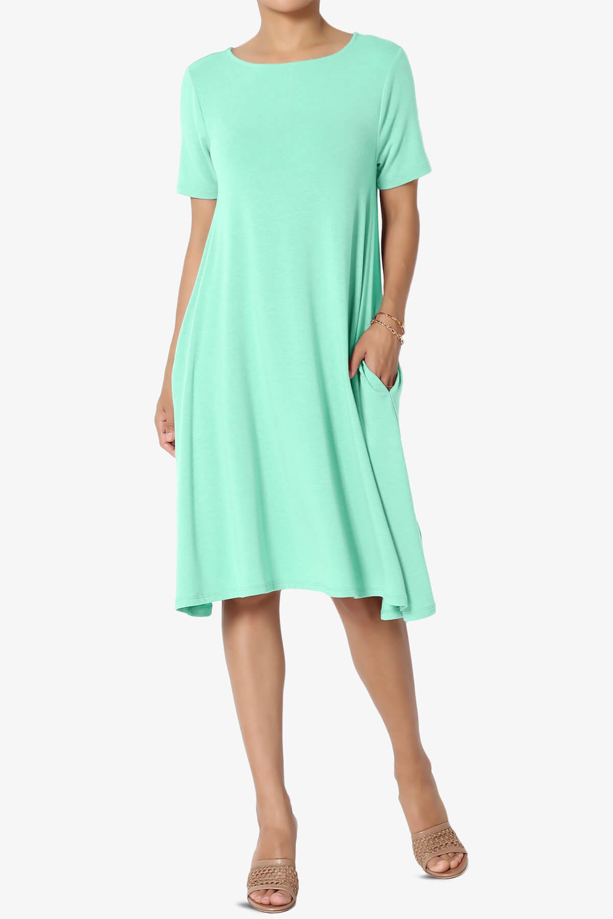 Allie Short Sleeve Jersey A-Line Dress MINT_1
