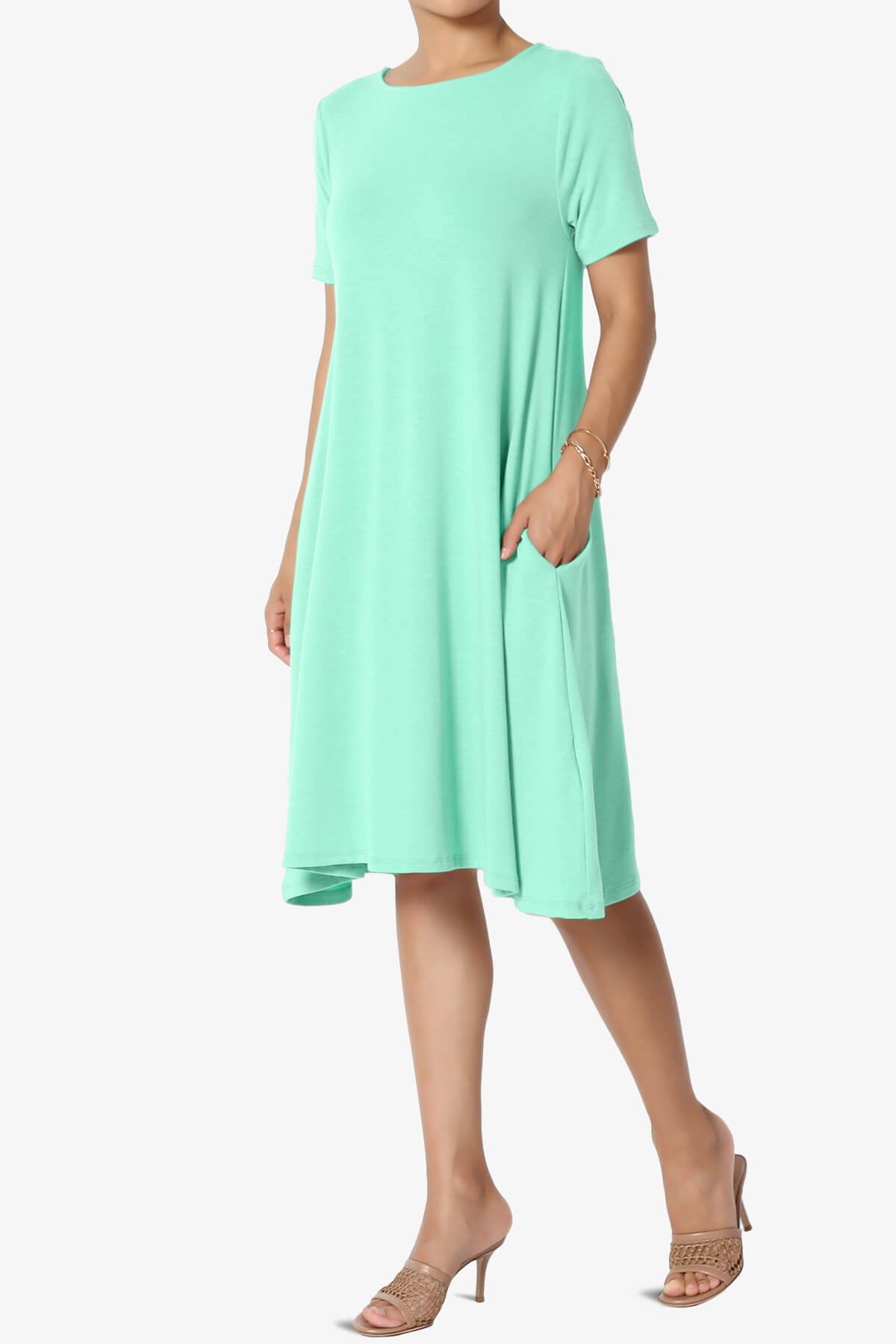 Allie Short Sleeve Jersey A-Line Dress MINT_3