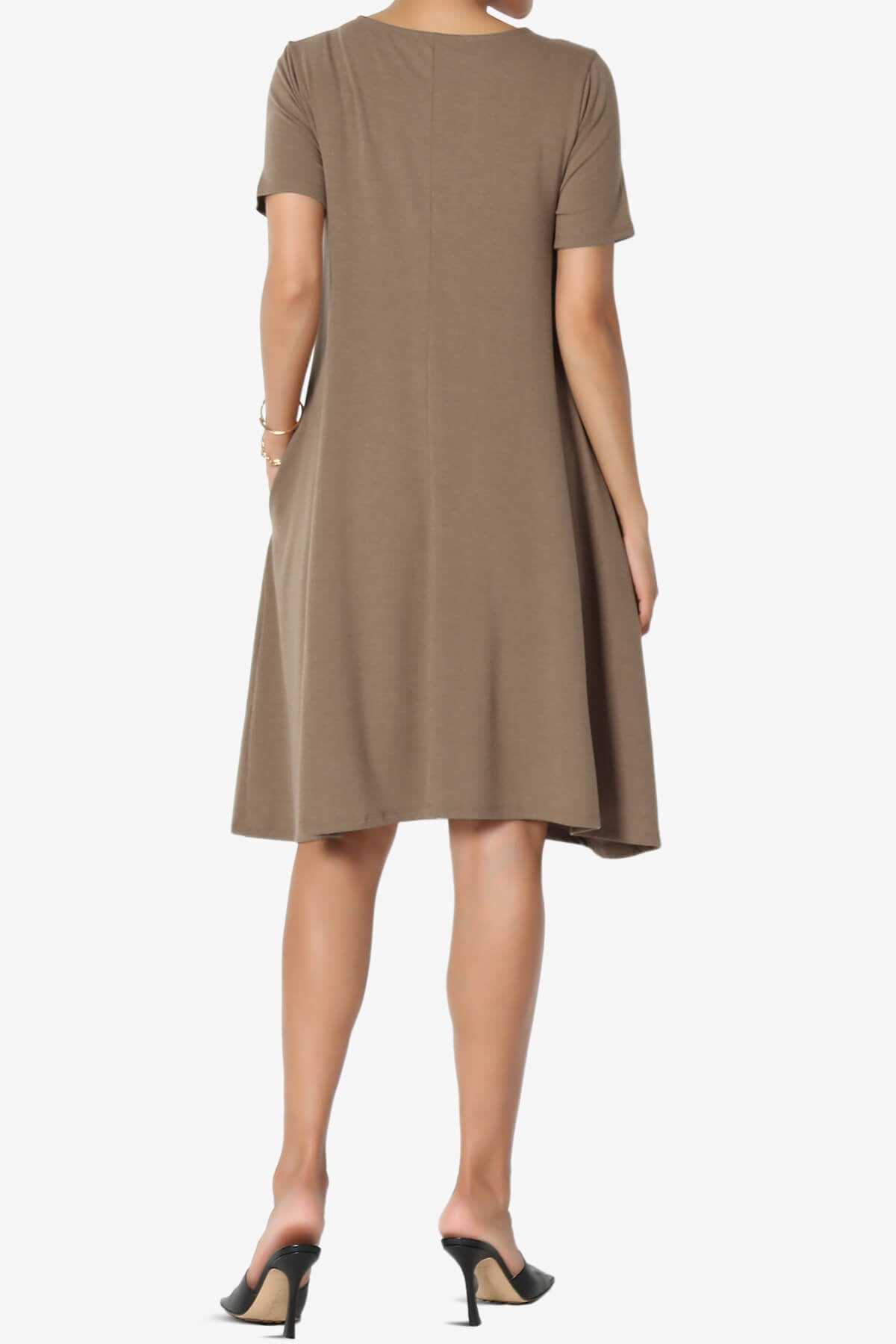 Allie Short Sleeve Jersey A-Line Dress MOCHA_2