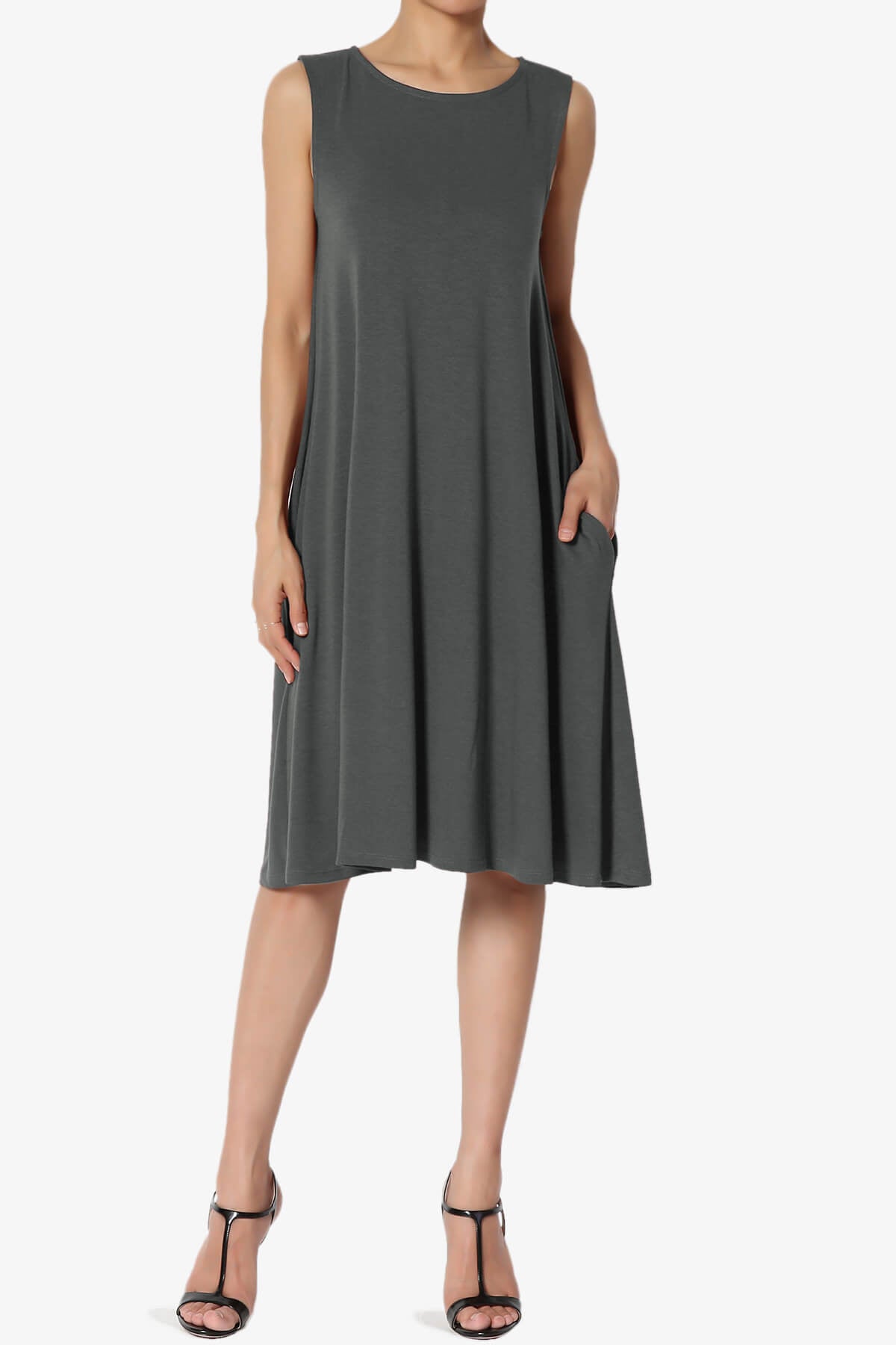 Allie Sleeveless Jersey A-Line Dress ASH GREY_1