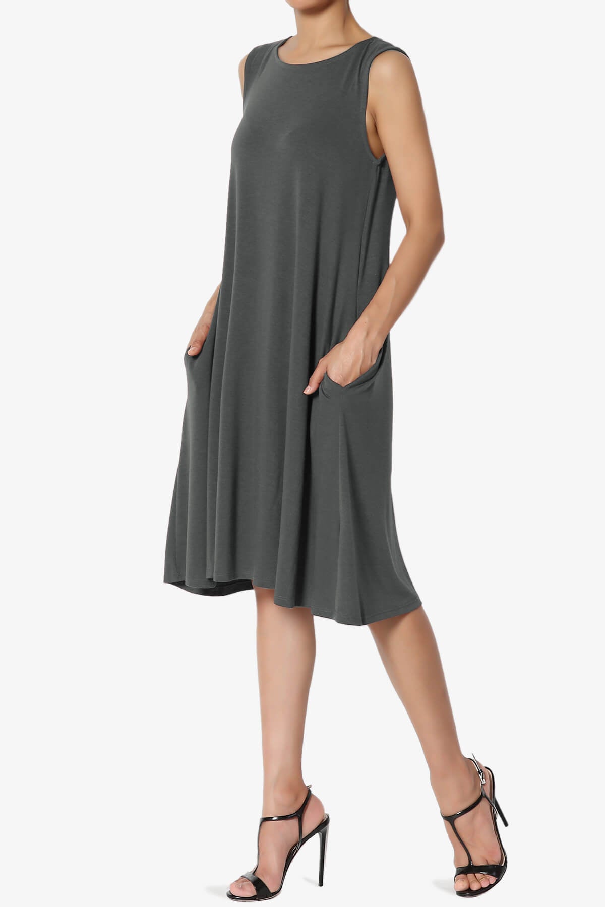 Allie Sleeveless Jersey A-Line Dress ASH GREY_3