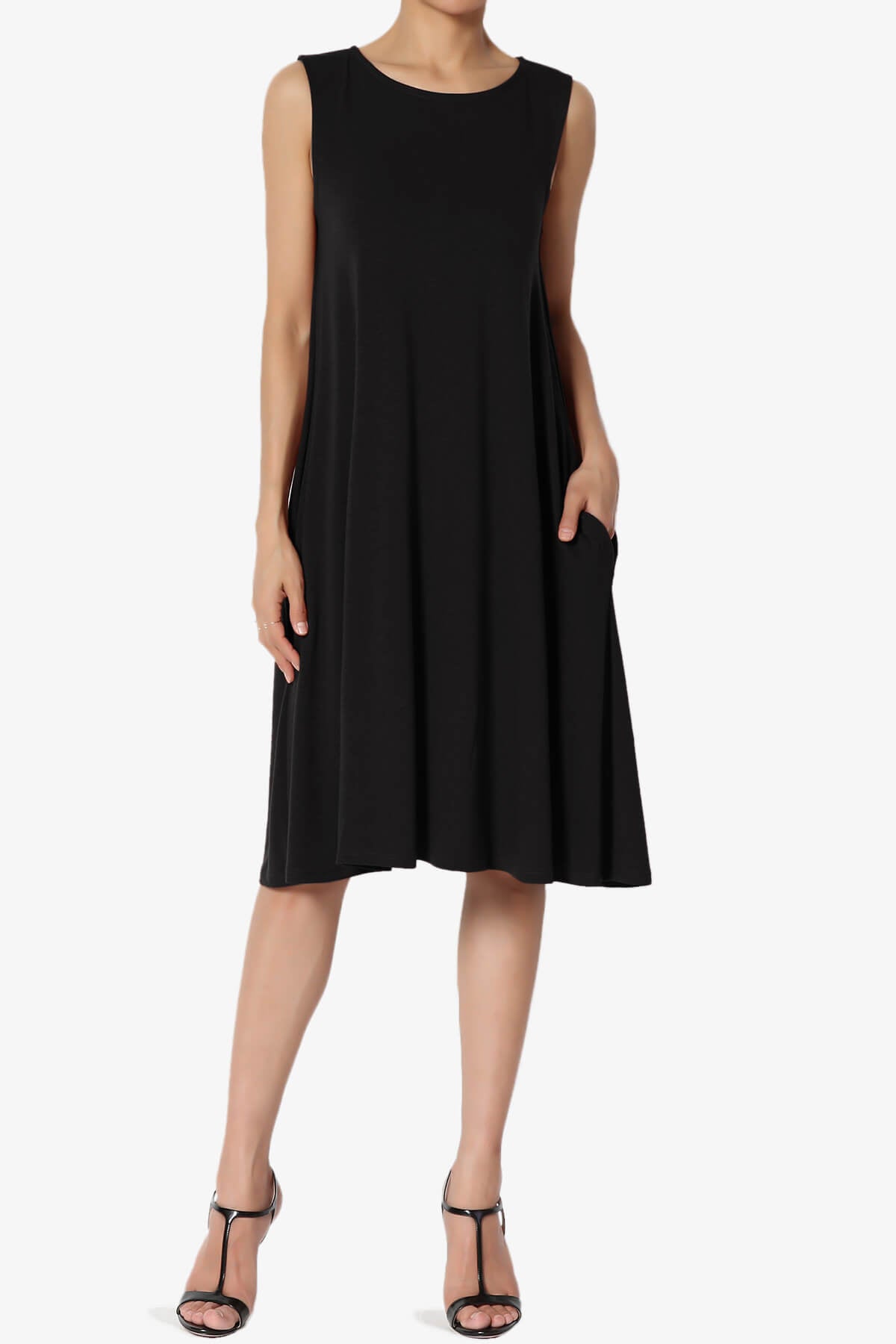 Allie Sleeveless Jersey A-Line Dress BLACK_1