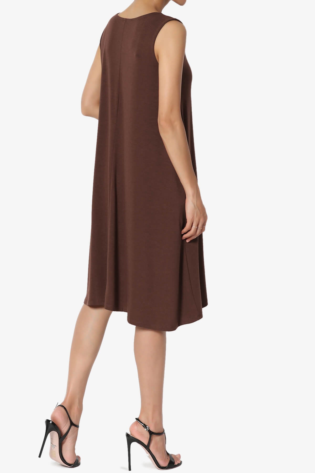 Allie Sleeveless Jersey A-Line Dress BROWN_4