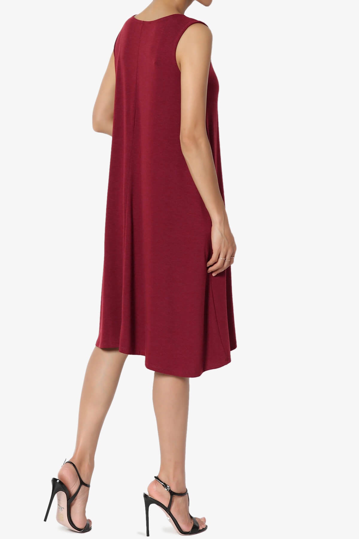 Allie Sleeveless Jersey A-Line Dress BURGUNDY_4