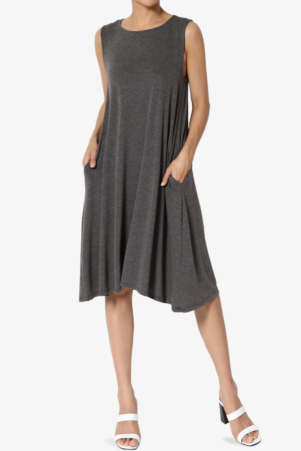 Allie Sleeveless Jersey A-Line Dress CHARCOAL_1
