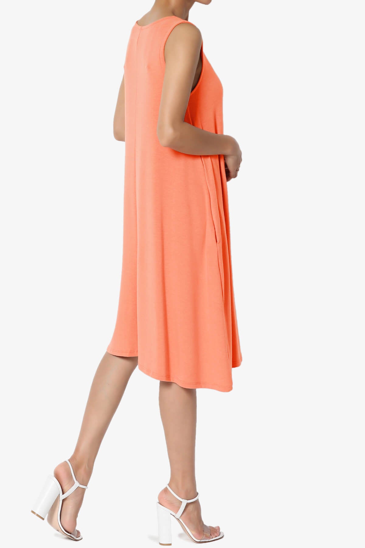 Allie Sleeveless Jersey A-Line Dress CORAL_4