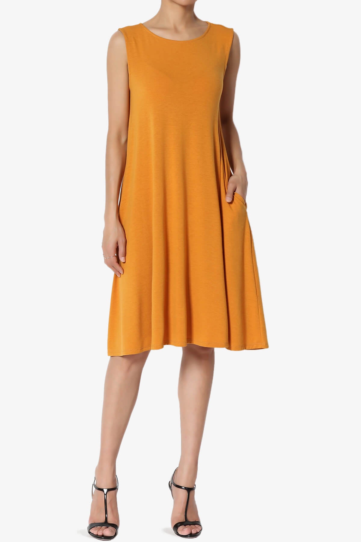 Allie Sleeveless Jersey A-Line Dress D. MUSTARD_1