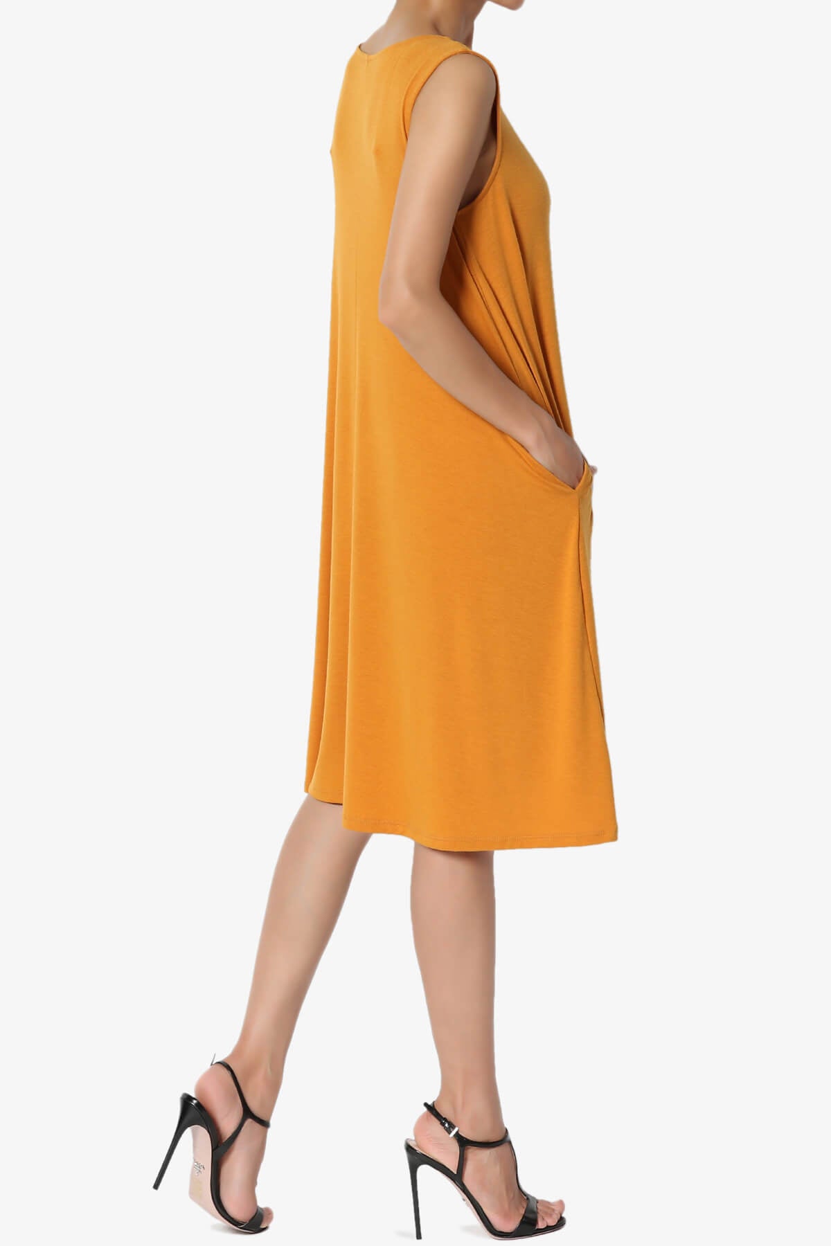 Allie Sleeveless Jersey A-Line Dress D. MUSTARD_4