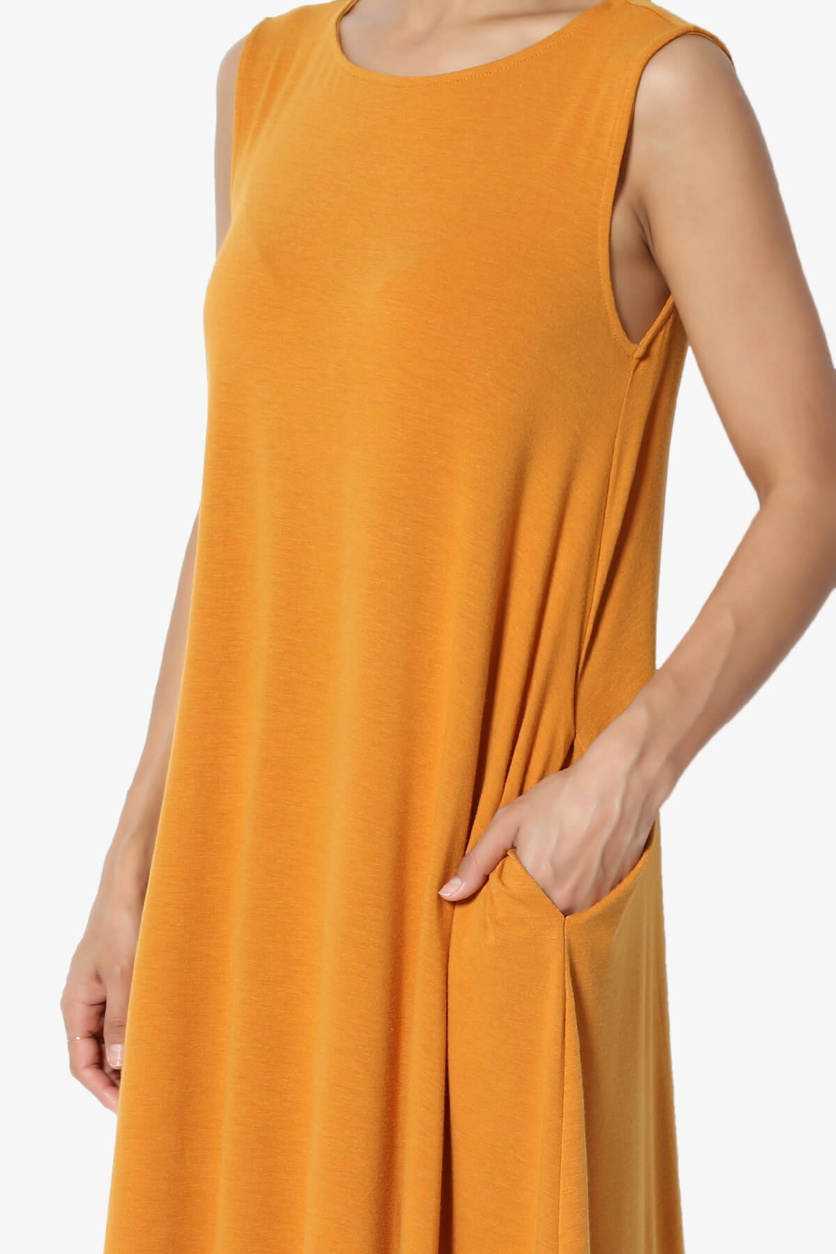 Allie Sleeveless Jersey A-Line Dress D. MUSTARD_5