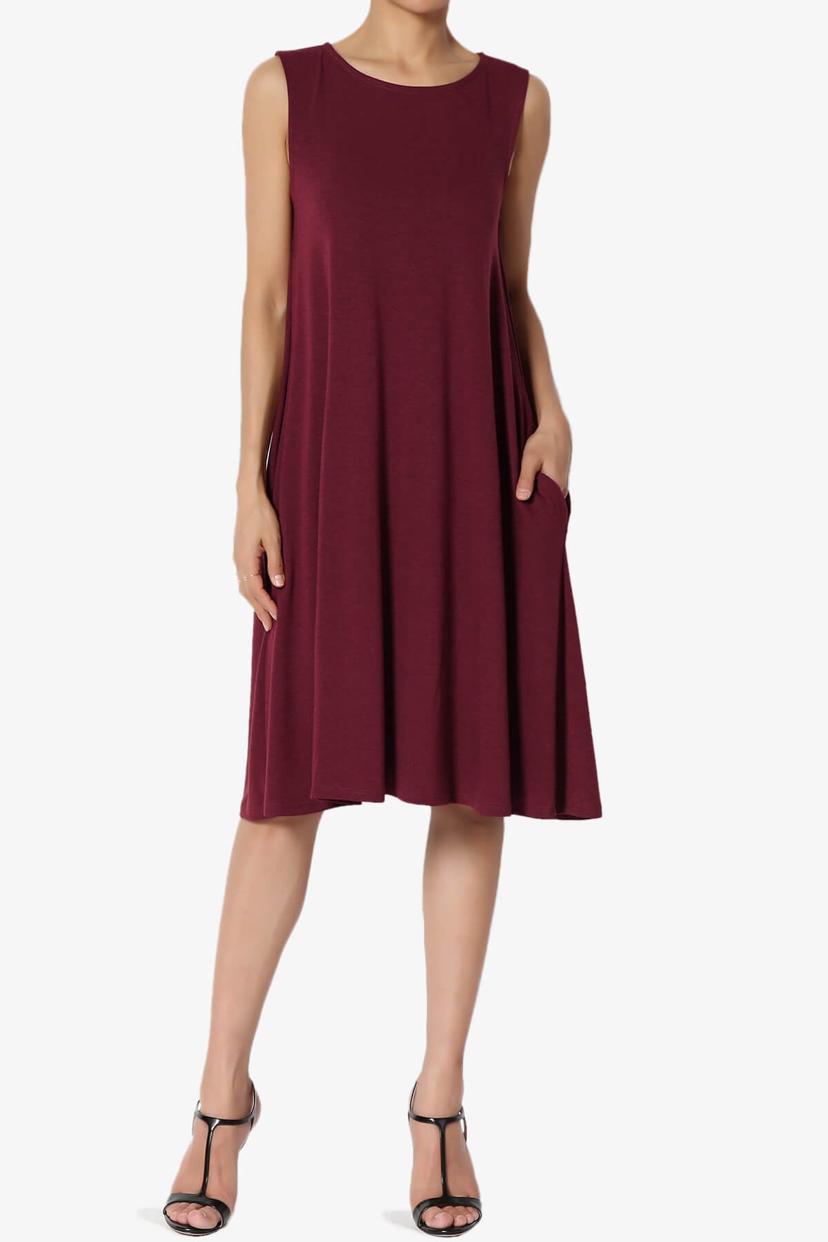 Allie Sleeveless Jersey A-Line Dress DARK BURGUNDY_1