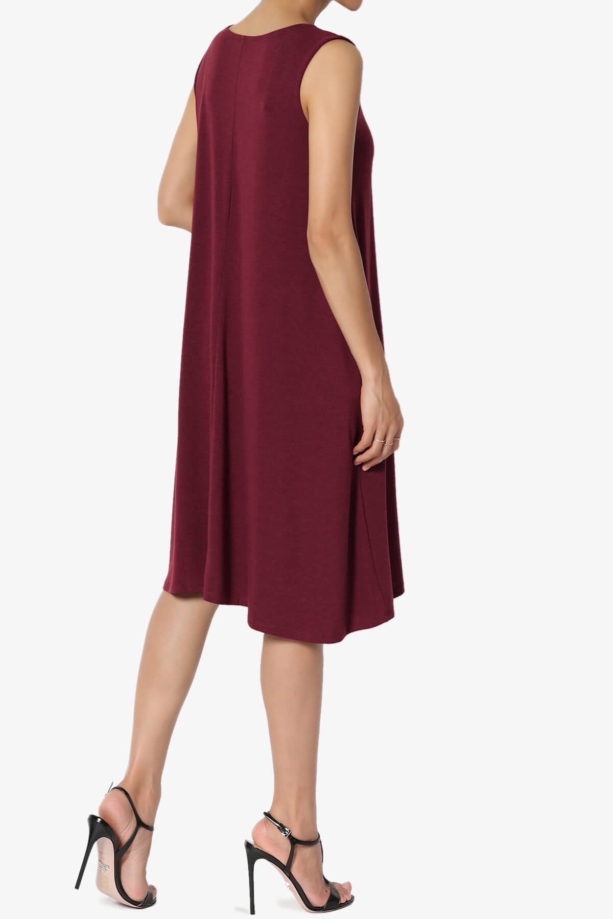 Allie Sleeveless Jersey A-Line Dress DARK BURGUNDY_4