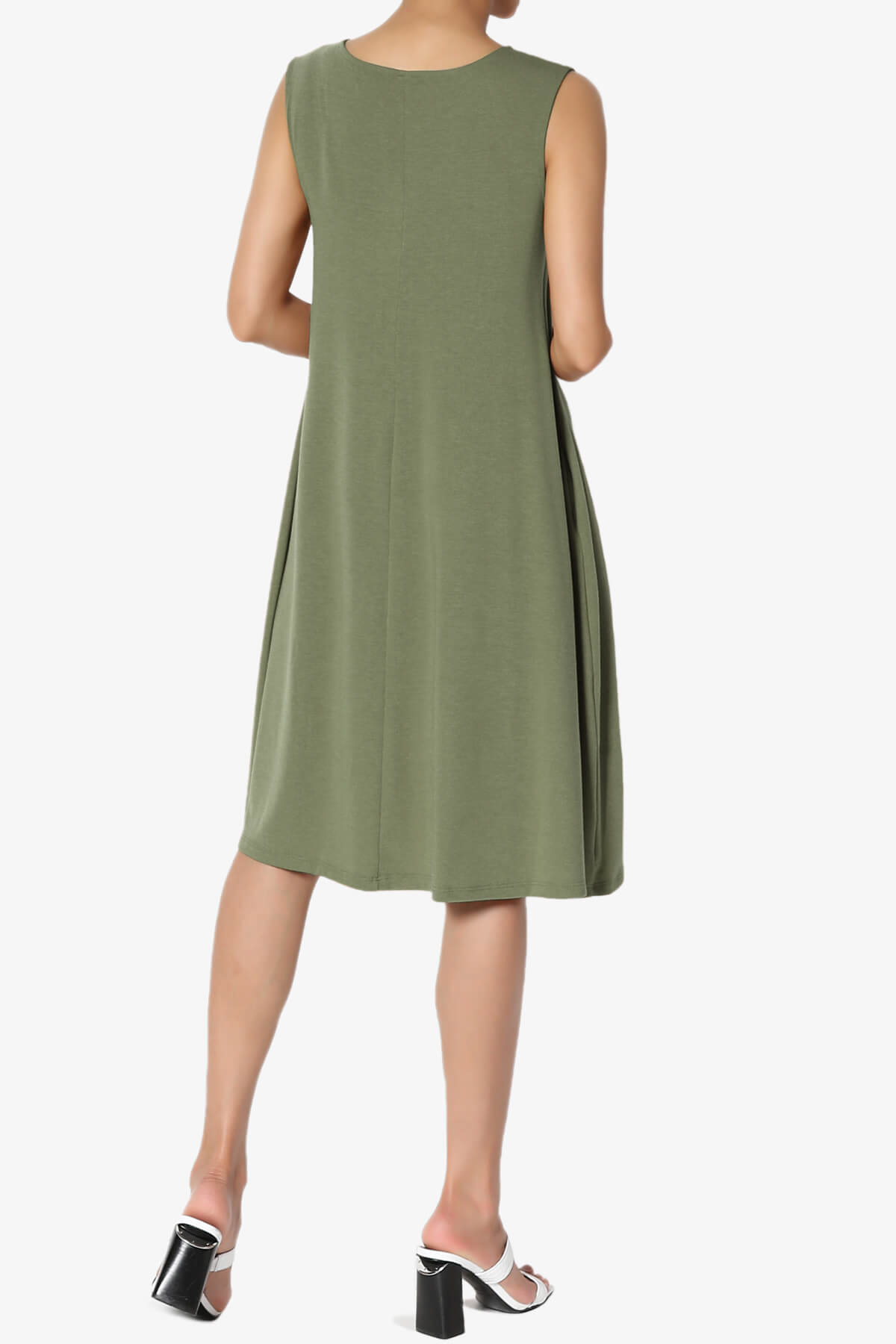 Allie Sleeveless Jersey A-Line Dress DUSTY OLIVE_2